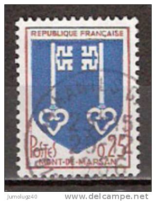 Timbre France Y&T N°1469 (05) Obl.  Armoirie De Mont-de-Marsan.  0.12 F. Brun-rouge Et Bleu. Cote 0,30 € - 1941-66 Escudos Y Blasones