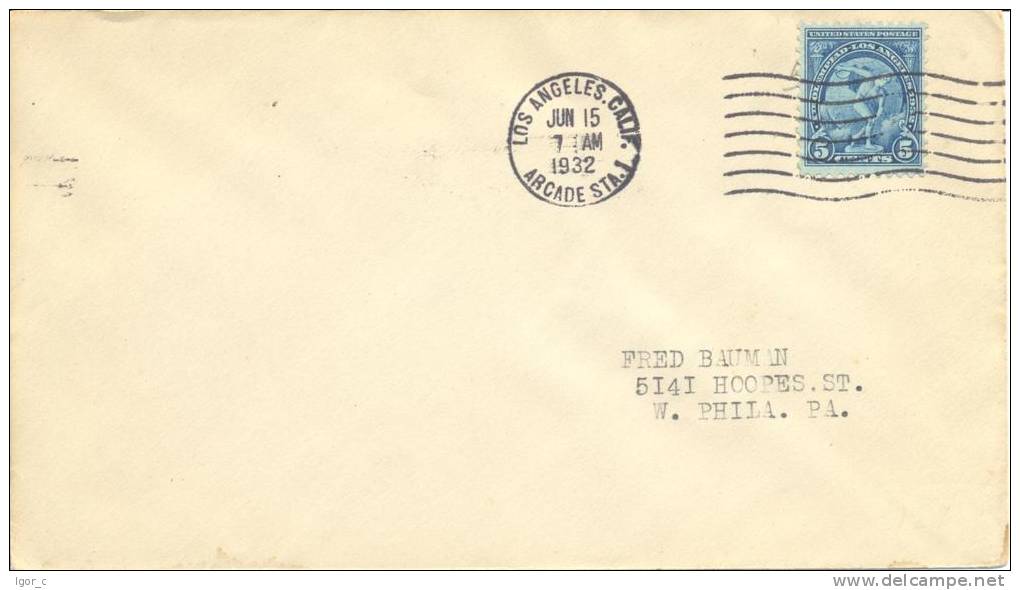 USA Olympic Games 1932 In L. A. FDC, Discus  / Los Angeles 15-6-1932 Arcade Stadium / Scott 719 - Sommer 1932: Los Angeles