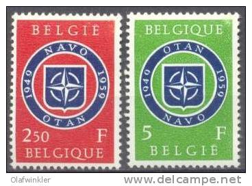 1959 België NAVO 10e Verjaardag COB 1094-5 / Mi 1147-48 / Sc 531-2 / YT 1025-6 Postfis / Neuf Sans Charniere / MNH - OTAN
