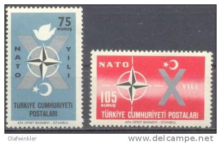 1962 Türkei 10 Jahre NATO-Mitglied  Is 2222-3 / Mi 1830-1 / Sc 1545-6 / YT 1614-5 Postfrisch / Neuf / MNH - NATO