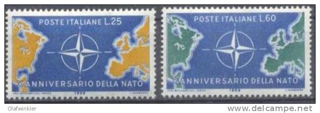 1959 Italia Decennale Della NATO  Sas 854-5 / Mi 1032-3 / Sc 766-7 / YT 781-2  Nuovo / MNH / Neuf / Postfrisch - NATO