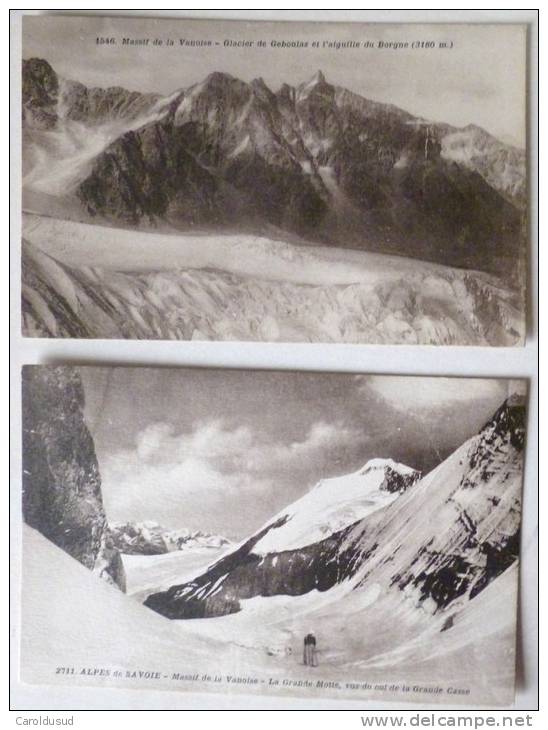 Cpsm LOT 2X Col De LA VANOISE LA GRANDE MOTTE ET GLACIER GEBOULAZ ET BORGNE DORON CHAMBERY - La Motte Servolex