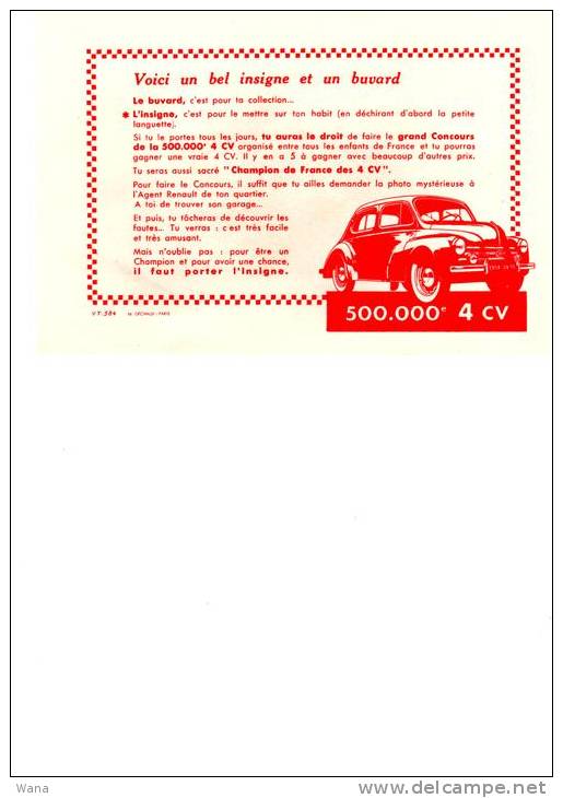 Buvard Renault 500.000 Eme 4 Ch - Automobile