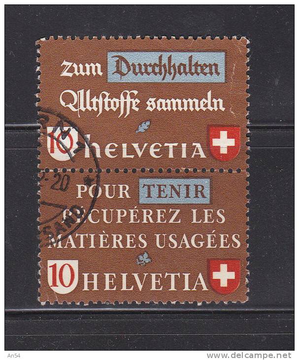 SUISSE  SE TENANT    N° Z34a    OBLITERES    CATALOGUE ZUMSTEIN - Se-Tenant