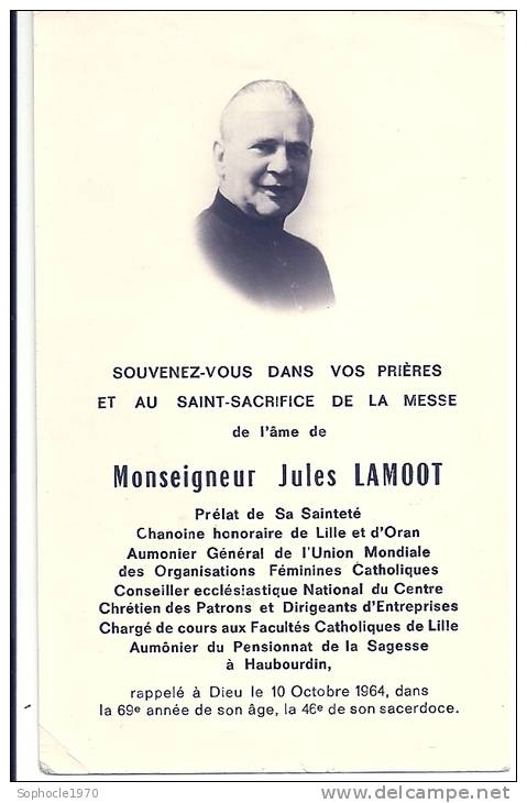 NORD - 59 - HAUBOURDIN - LILLE - ORAN - Monseigneur Jules Lamoot - Carte Mortuaire - Haubourdin
