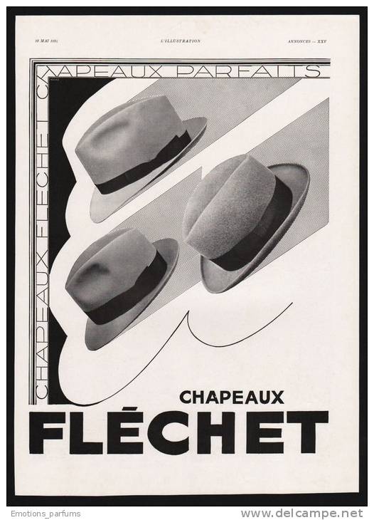 Pub 1934 Chapeau FLECHET Chapeaux Usine Chazelles Sur Lyon Montrond Loire 42 Dos Gaine Occulta Lyon Aix Les Bains Savoie - Publicités