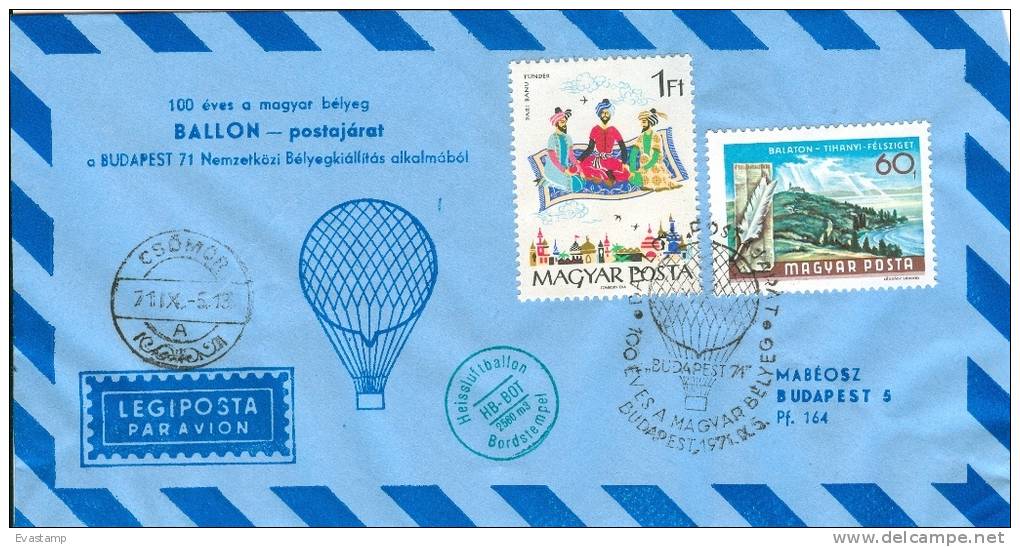 HUNGARY - 1971.Airmail Cover - Postal Service By Hot-air Balloon (Airplane,Fairy Tales) Mi2189,2418 - FDC