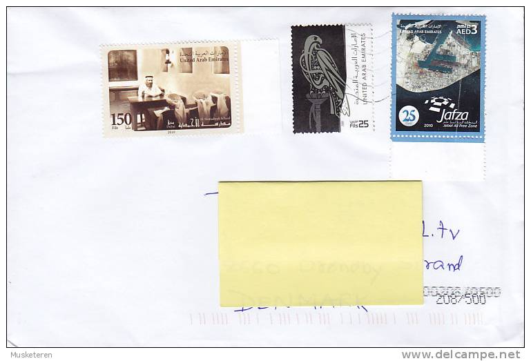 United Arab Emirates Mult Franked 2010 Cover Brief To Denmark Bird Vogel Falcon Al Almadiyah School W. Margin - United Arab Emirates (General)