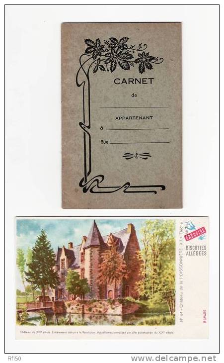 CARNET  + BUVARD BISCOTTES GREGOIRE Illustré Par Château De La Poissonnerie à La Flèche 72 - Biscottes