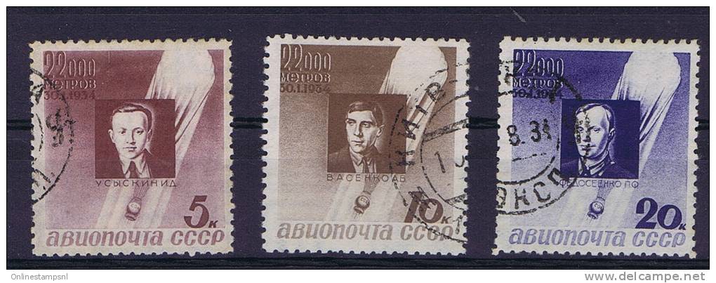 Russia: Airmail 1934, Mi 480-482, Cancelled - Used Stamps