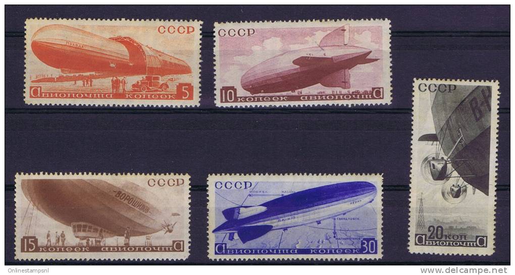 Russia: Airmail 1934, Mi 483-487 MH/* Slightly Tinted Gum - Ongebruikt