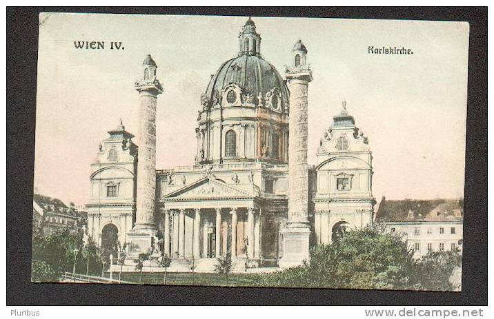 AUSTRIA  VIENNA  WIEN  KARLSKIRCHE , OLD POSTCARD - Sonstige & Ohne Zuordnung