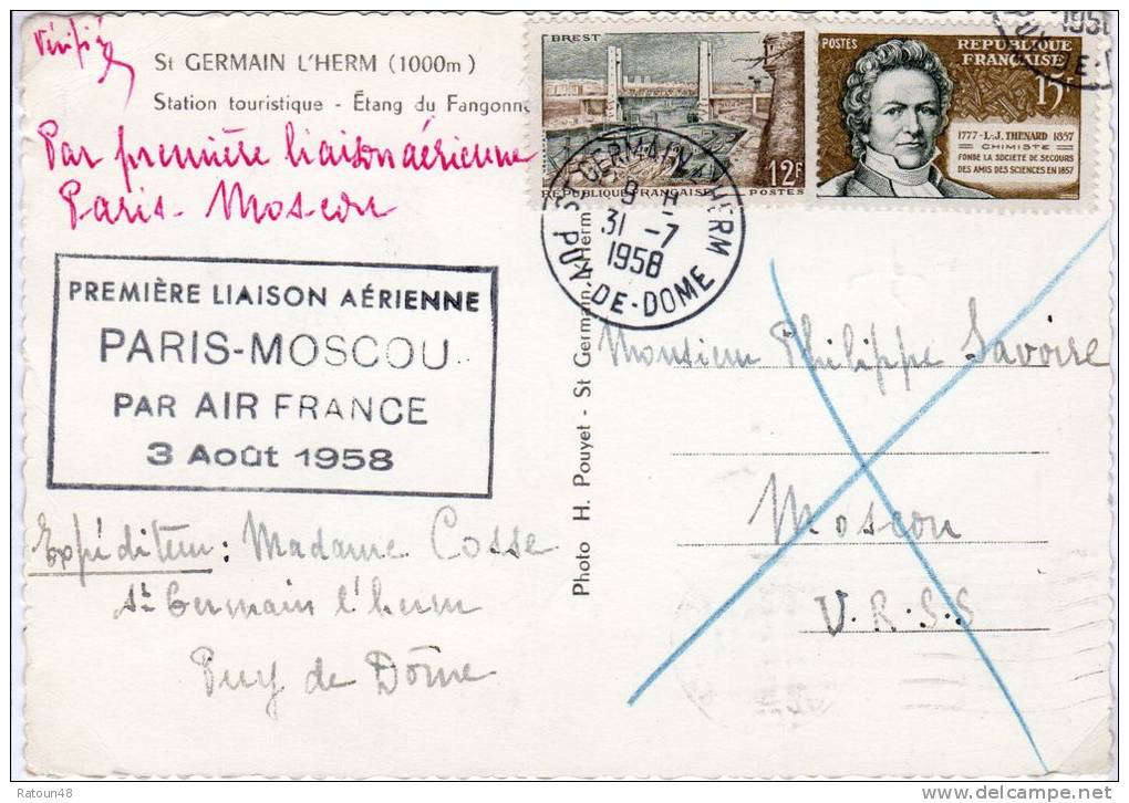 Cachet Commémoratif -  1ère Liaison Aérienne Paris Moscou Air France -  FRANCE - Flugzeuge