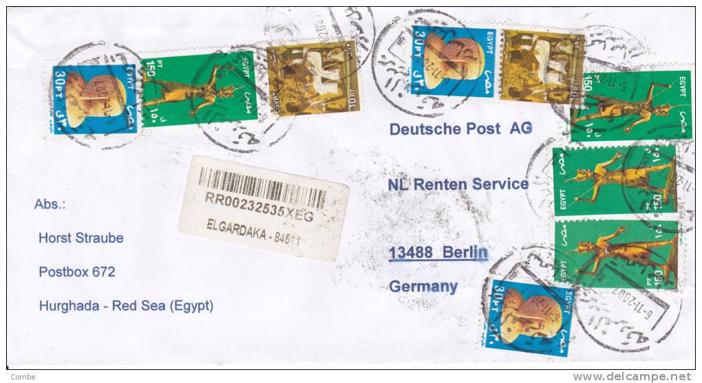 MARCOPHILIE, EGYPTE, Lettre RECOM., Cover , ELGARDAKA, 2007 Germany  /3395 - Storia Postale