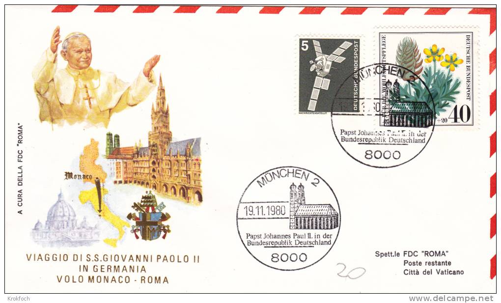 Pape Jean-Paul II - Voyage Munchen Munich 1980 - Papa Papst Pope - Lettre Brief Letter - Macchine Per Obliterare (EMA)