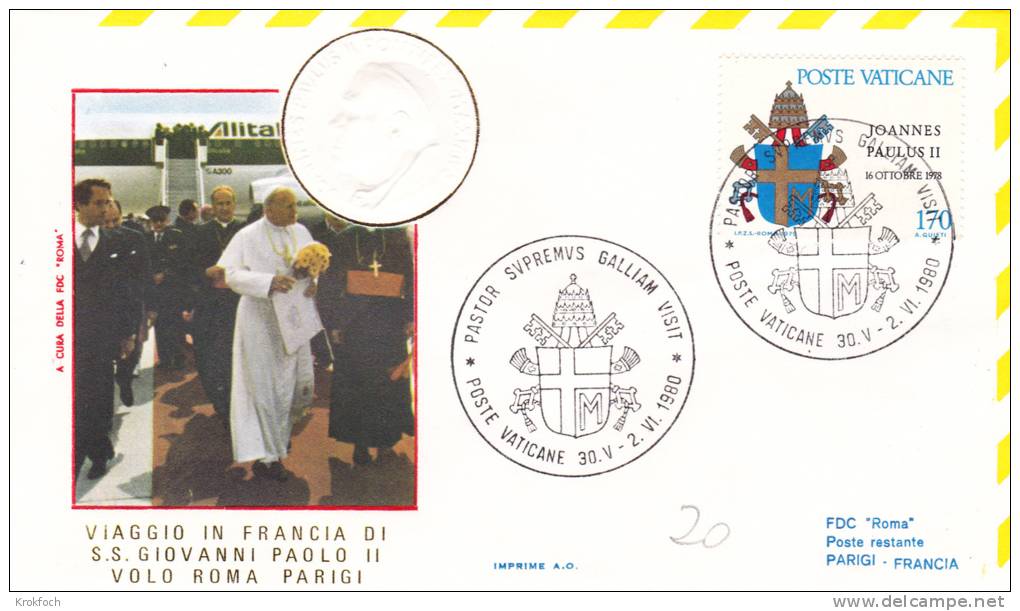 Pape Jean-Paul II - Voyage Paris France Francia 1980 - Papa Papst Pope - Lettre Brief Letter - Franking Machines (EMA)