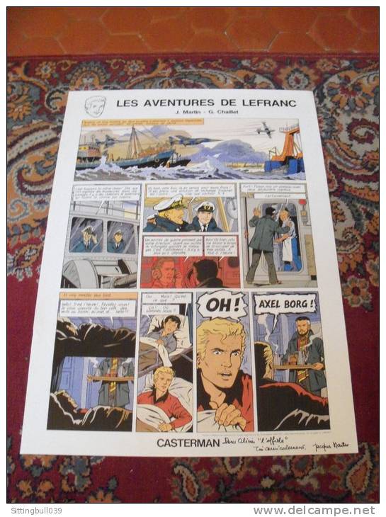 MARTIN Jacques. Les Aventures De Lefranc. Affiche Tirée De L'album Opération Thor Avec Envoi De L'auteur Signé. 1979 - Affiches & Posters