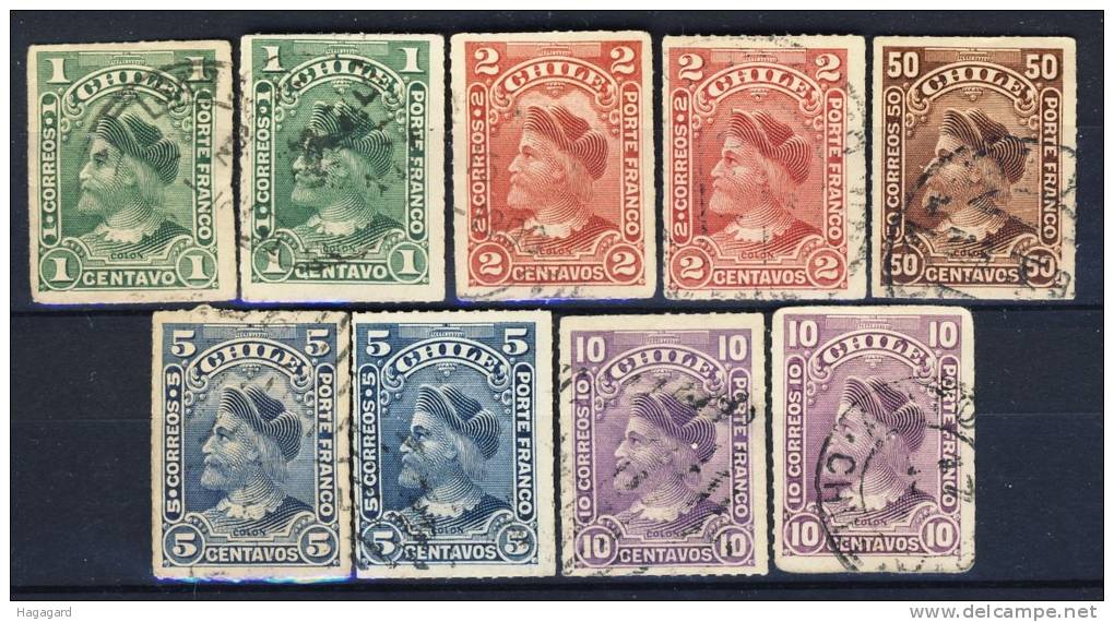 #B214. Chile 1900. 9 Items Cancelled. - Chile