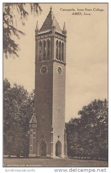 Iowa Ames Campanile Iowa State College Albertype - Ames