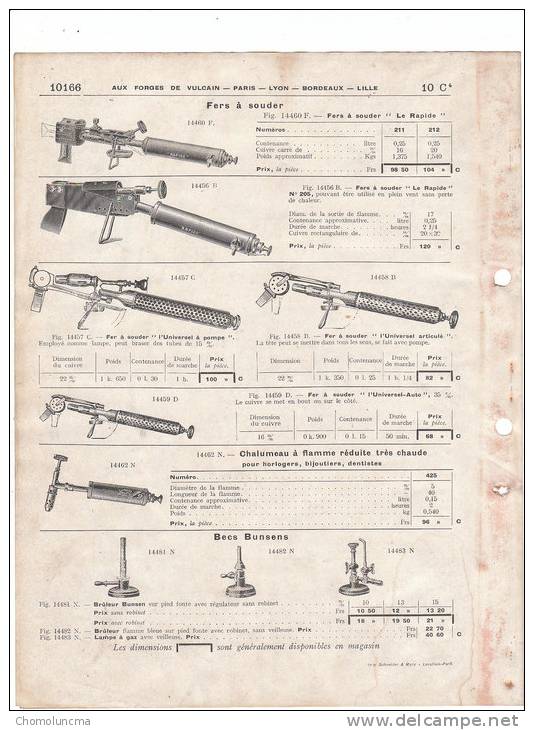 Appareils à Souder Et A Braser Chalumeaux Fer à Souder Établissement  Aux Forges De Vulcains - 1900 - 1949