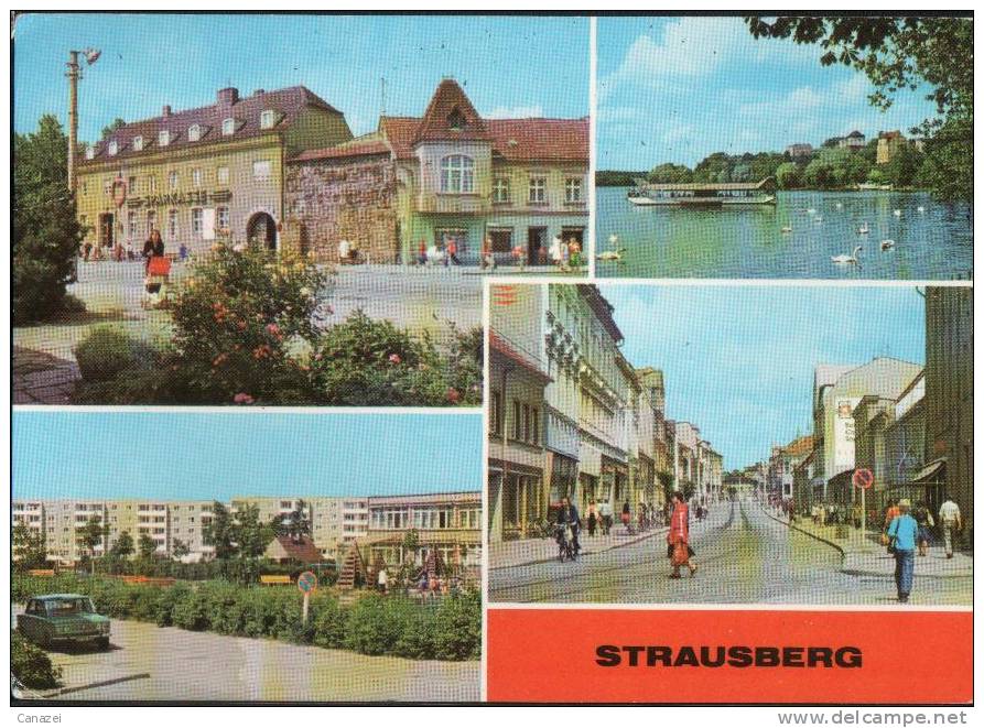 AK Strausberg, Große Straße, Straussee, Kinderkrippe Erich Weinert, Gel, 1979 - Strausberg