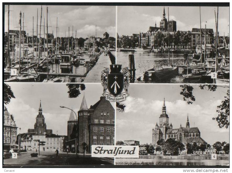 AK Stralsund, Hafen, Platz Der Solidarität, Marienkirche, Beschr, 1977 - Stralsund