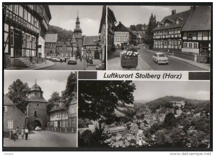 AK Stolberg, Markt,Thomas-Müntzer-Gasse,Rittertorturm,Blick Vom Bandweg,gel,1973 - Stolberg (Harz)