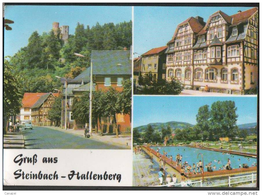 AK Steinbach-Hallenberg, Schwimmbad, FDGB-Heim Fortschritt, Hallenburg, Gel,1972 - Steinbach-Hallenberg