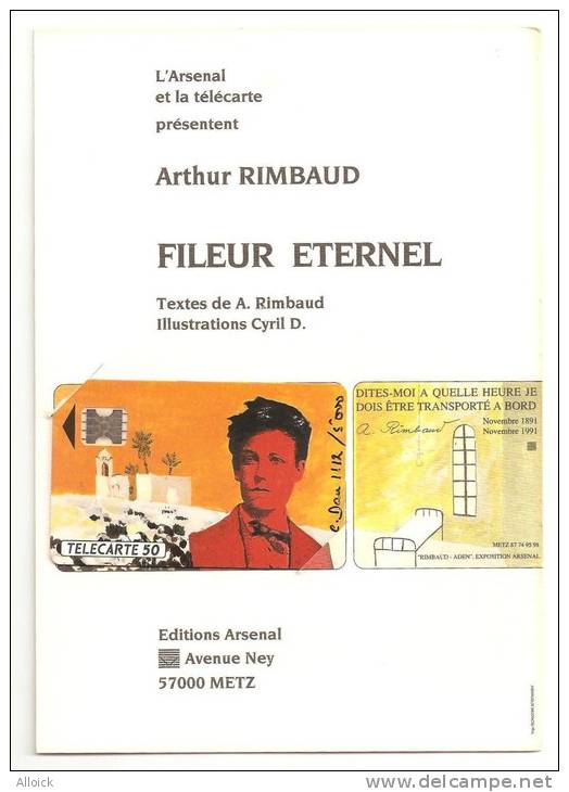 En21a Arthur Rimbaud De L'Arsenal   Ntée Et Signée Dans Son Encart Et Son Livret De 16p En Vélin Neuve RARE - 50 Einheiten