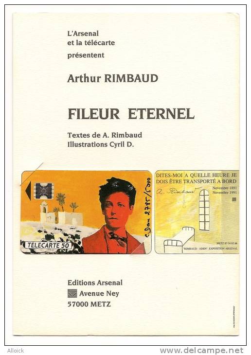 En21a Arthur Rimbaud De L'Arsenal Ntée Et Signée Dans Son Encart Et Son Livret De 16p En Vélin Neuve RARE - 50 Einheiten
