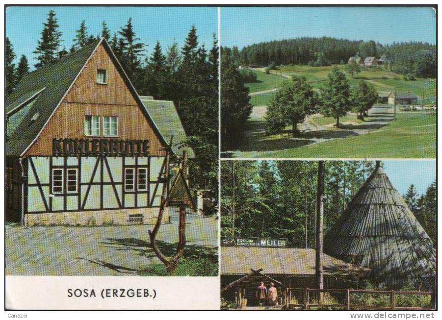 AK Sosa, Konsum-Gaststätten Köhlerhütte Und Meiler, Gel, 1976 - Sosa