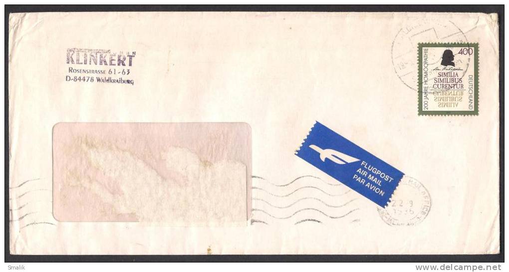 Similia Similibus Curentur, Postal History Cover From GERMANY 1996 - Covers & Documents