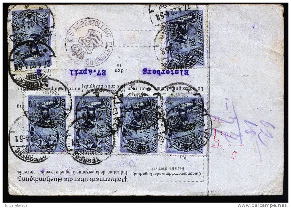 A1649) DR Infla Paketkarte Von Elsterberg 27.4.1922 Nach Basel / Schweiz - Briefe U. Dokumente