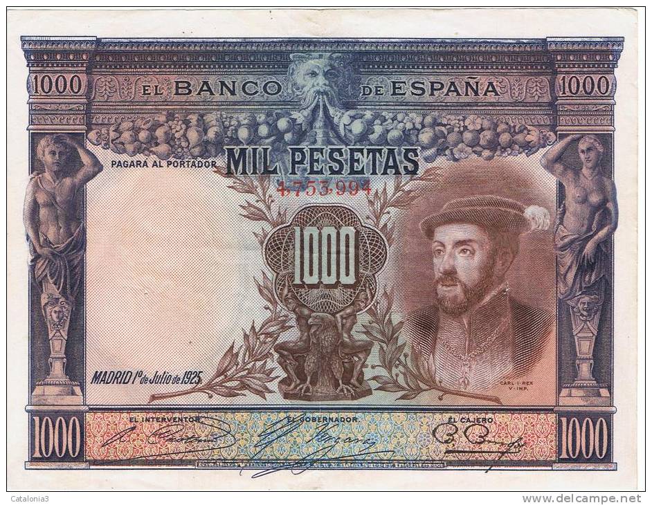 BILLETE ESPAÑA - 1000 Pesetas  1925 - Otros & Sin Clasificación