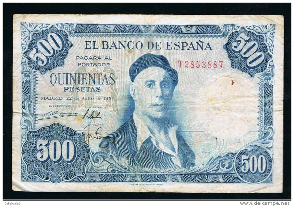 BILLETE ESPAÑA -   500 Pesetas 1954 - Sonstige & Ohne Zuordnung