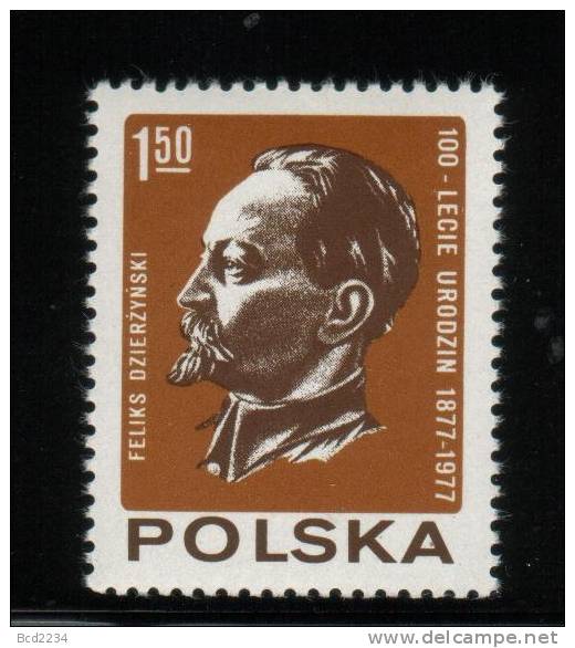 POLAND 1977 100TH BIRTH ANNIV FELIKS DZIERZYNSKI RUSSIA NHM Founder Russian Secret Police Cheka Revolutionary Communism - Police - Gendarmerie