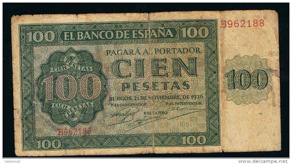 BILLETE ESPAÑA -  100 Pesetas 1936 - Other & Unclassified