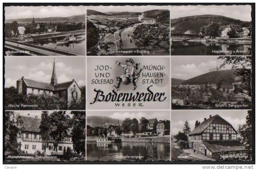 AK Bodenwerder, Jugendherberge, Geburtshaus Münchhausen, Kirche Kemnade,gel 1962 - Bodenwerder