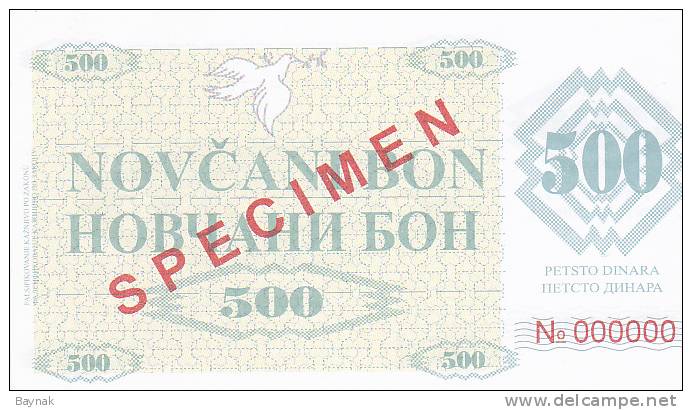 BOSNIEN  -  NOVCANI BON 500 DINARA  --  SPECIMEN - Bosnien-Herzegowina