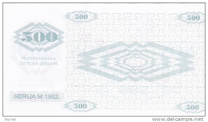 BOSNIEN  -  NOVCANI BON 500 DINARA  --  SPECIMEN - Bosnien-Herzegowina