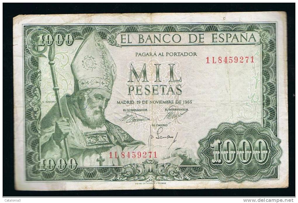 BILLETE ESPAÑA -  1000 Pesetas 1965 - Otros & Sin Clasificación