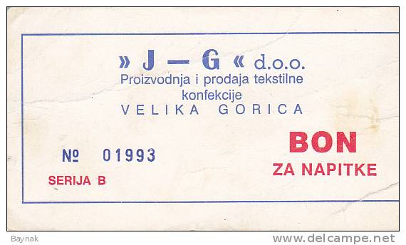 CROATIA  -  ,, J  -  G ,,  VELIKA GORICA  -  BON - Croatie