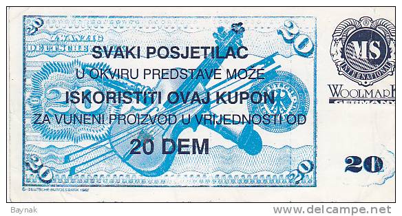 BOSNIEN, CROATIA  -  BON 20  DEM  -  MS WOOLMARK - Bosnien-Herzegowina