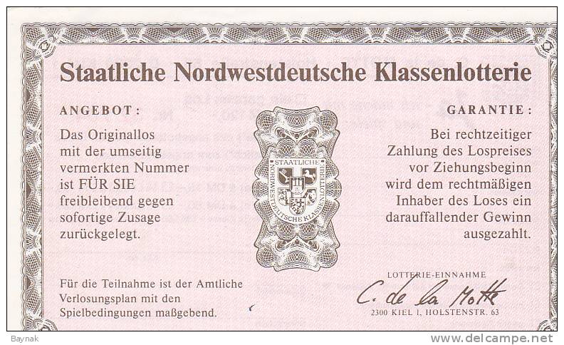 DEUTSCHLAND  --  5 X STAATLICHE NORDWESTDEUTSCHE KLASSENLOTERIE  - - Lottery Tickets