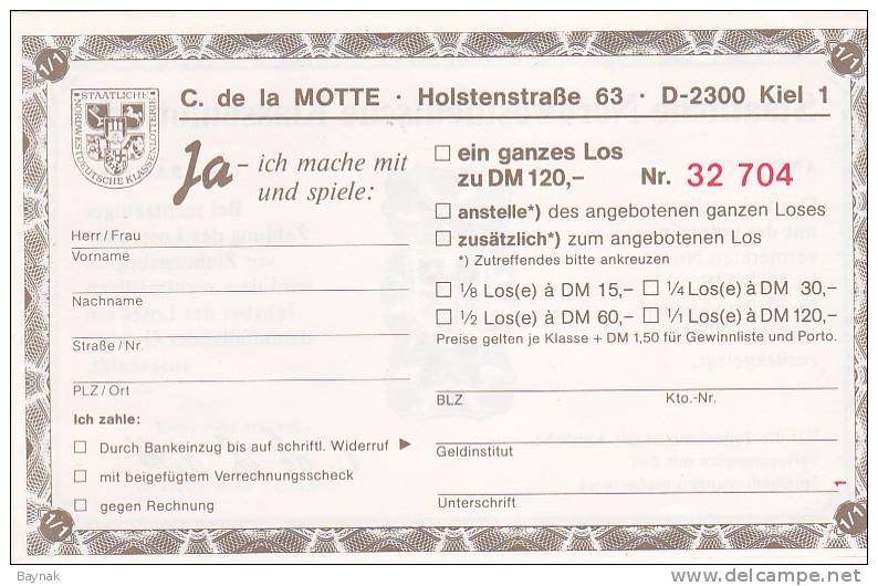 DEUTSCHLAND  --  5 X STAATLICHE NORDWESTDEUTSCHE KLASSENLOTERIE  - - Lottery Tickets