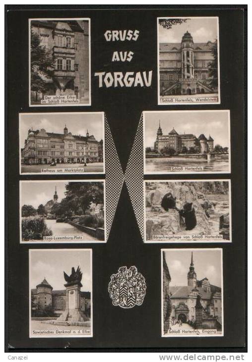 AK Torgau, Rosa-Luxemberg-Platz,Schloß Hartenfels,Sowjetisches Denkmal, Gel,1961 - Torgau