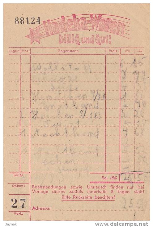 WUPPERTAL - ELBERFELD  -  5 X RECHNUNG  --  1943, 1944 - 1900 – 1949