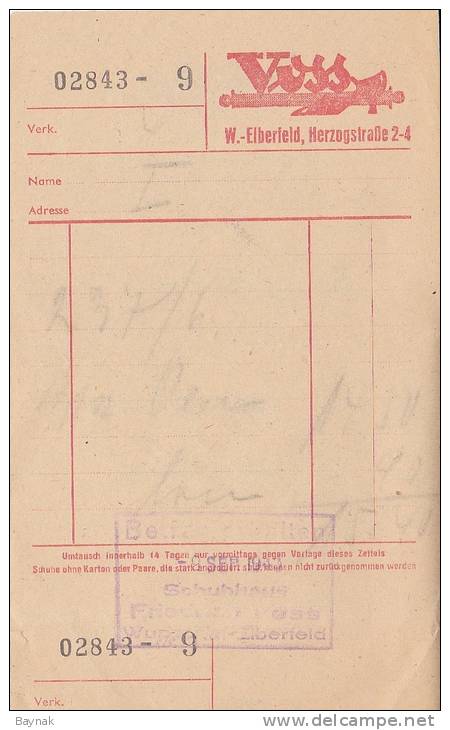 WUPPERTAL - ELBERFELD  -  5 x RECHNUNG  --  1943, 1944