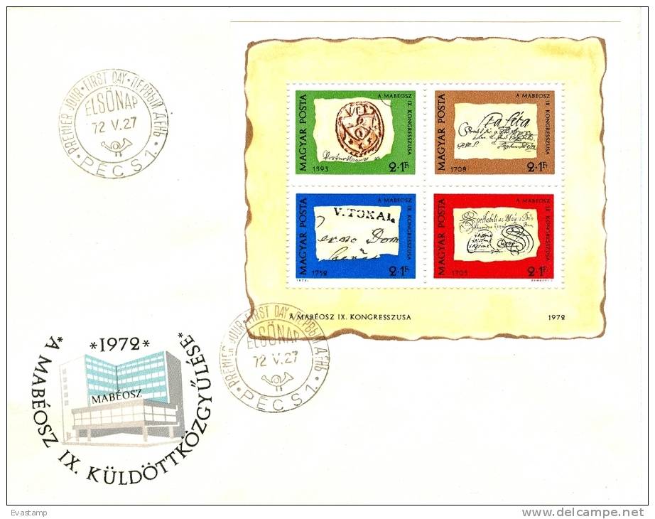 HUNGARY - 1972.FDC Sheet II.- 45th Stampday / Postmarks Mi Bl.88. - FDC