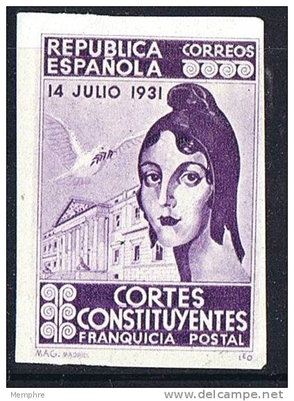 1931  Cortes Constituentes   Sin Valor, Violeta  Sin Dentar - Vrijstelling Van Portkosten